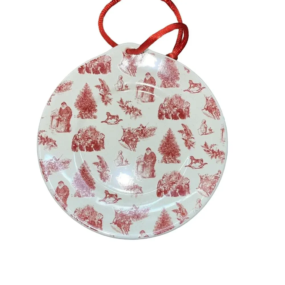 Square Nest Collectible Small Porcelain Christmas Ornament Santa Christmas Tree